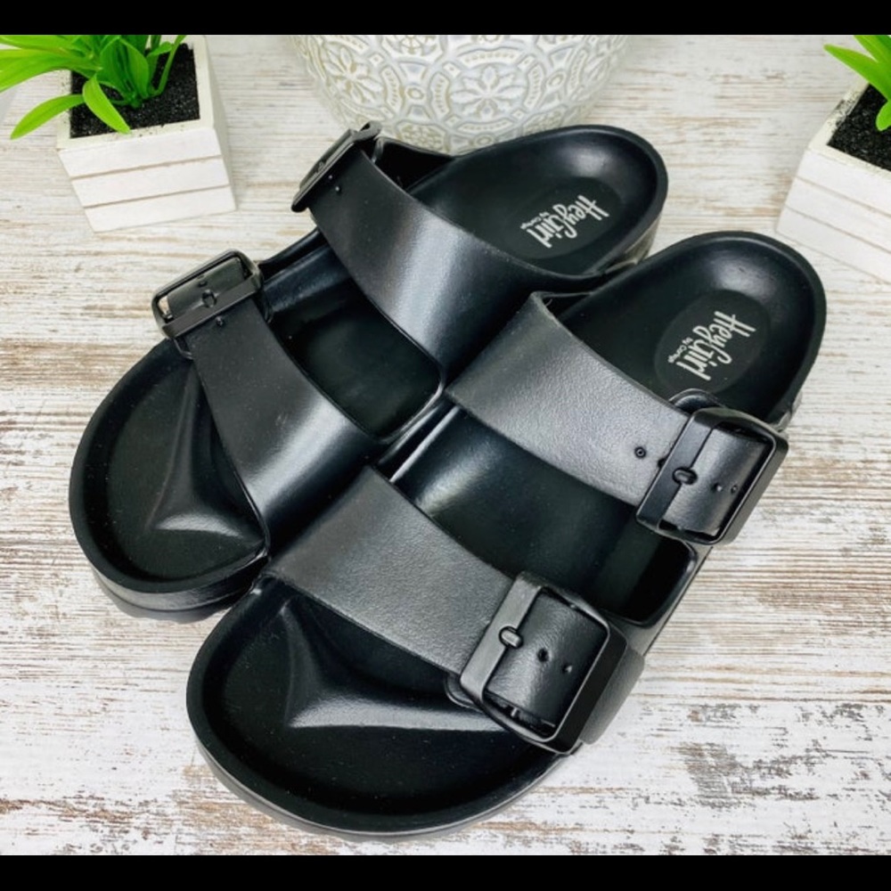 Corkys Hey Girl Black Slip On Sandal Size 9